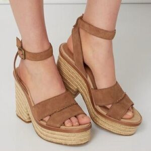 UGG Tan Espadrille Platform Sandals